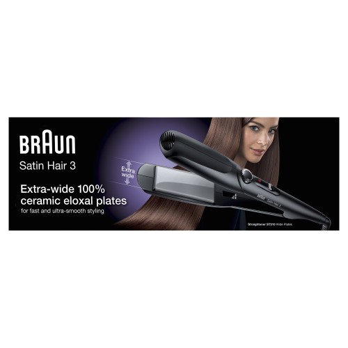 Braun Satin Hair 3 ST 310 Plancha de pelo Caliente Negro, Plata